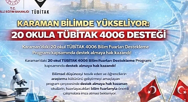 Karaman Bilimde Yükseliyor: 20 Okula TÜBİTAK 4006 Desteği