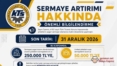 Karaman TSO’dan Şirketlere Sermaye Artırımı Uyarısı
