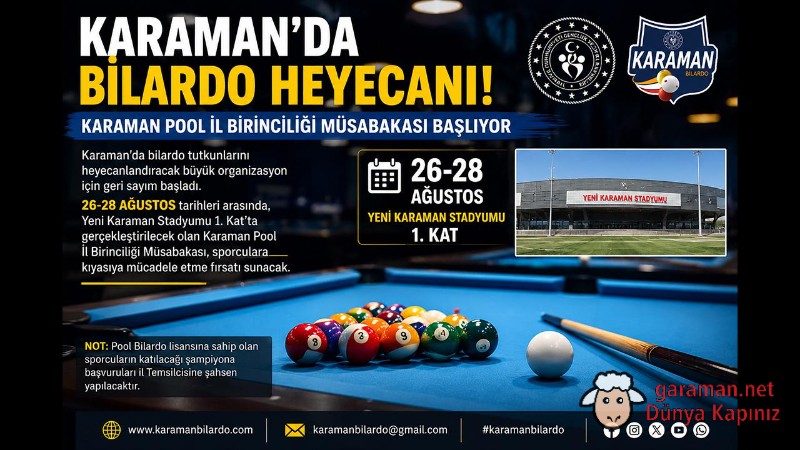 Karaman’da Bilardo Heyecanı: Pool İl Birinciliği İçin Geri Sayım Başladı