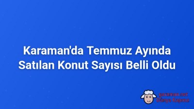 Karaman'da Temmuz Ayında Satılan Konut Sayısı Belli Oldu