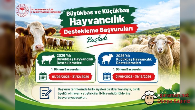 Karaman Hayvancılık Destekleme Başvuruları Başladı