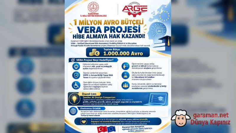 Karaman MEM'den Avrupa'ya 1 Milyon Avroluk Yapay Zeka Projes