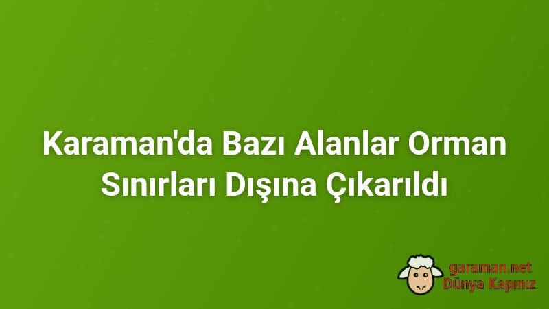 Karaman'da Bazı Alanlar Orman Sınırları Dışına Çıkarıldı